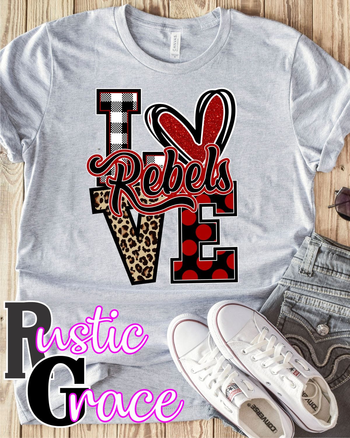 Love Rebels Leopard V Transfer - Rustic Grace Heat Transfer Company