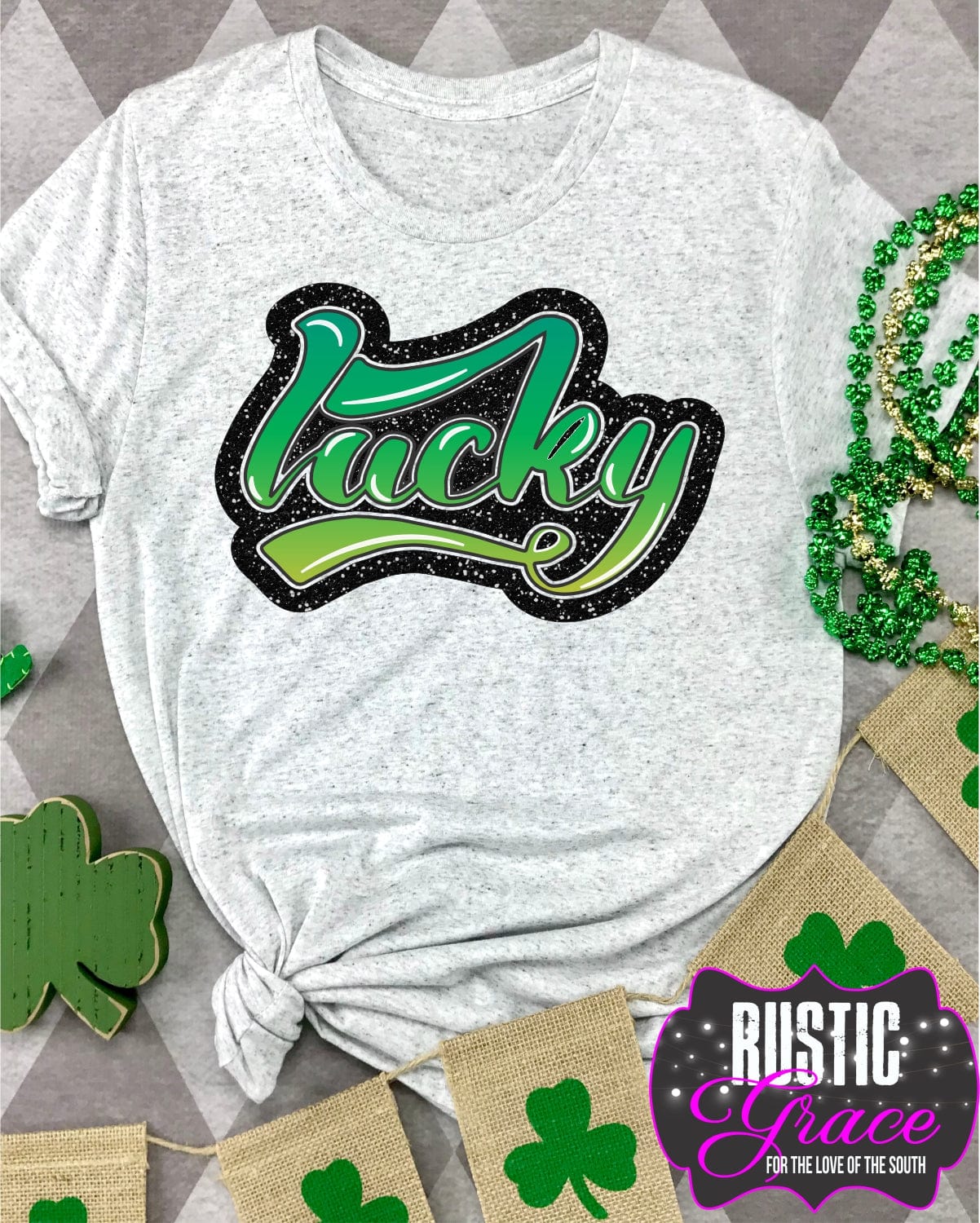 Lucky Retro Word Transfer - Rustic Grace Heat Transfer Company