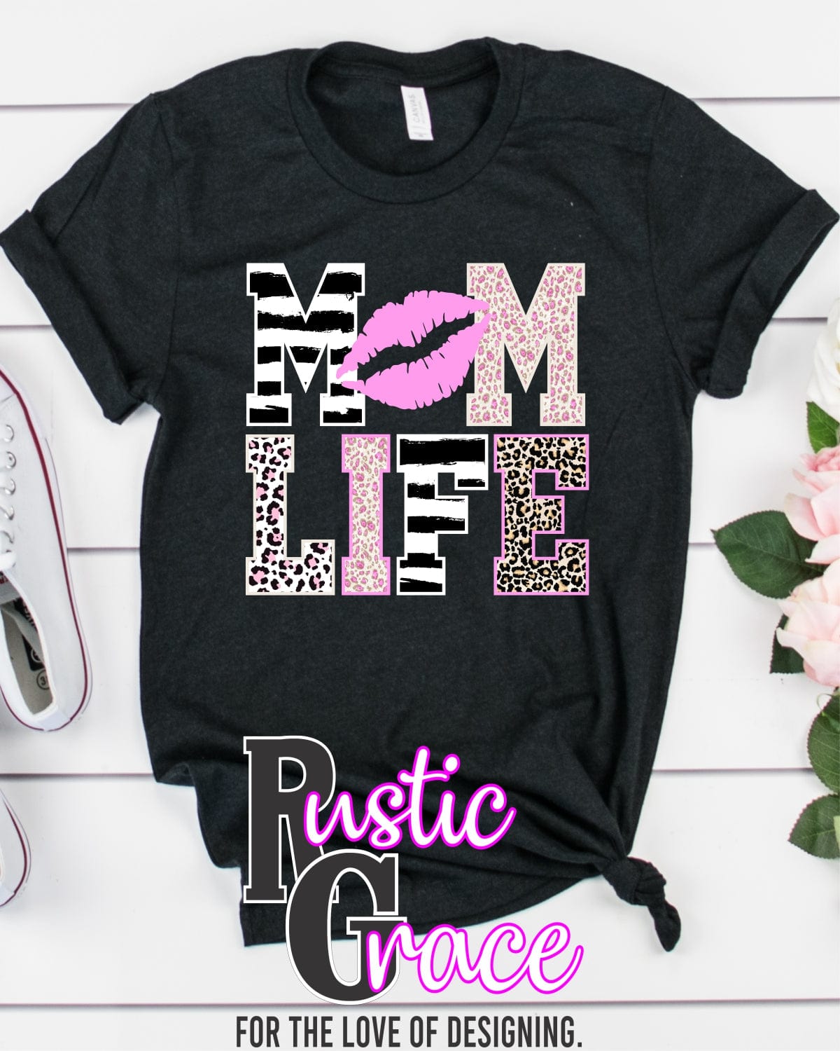 Mom Life Lips Transfer - Rustic Grace Heat Transfer Company