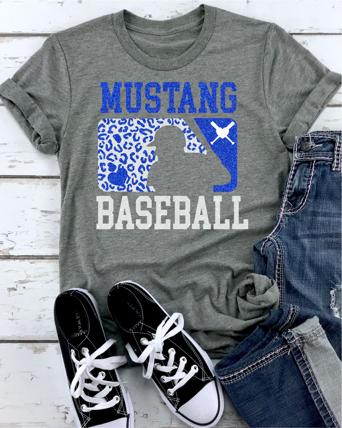 Mustang Leopard Baseball Man DTF Transfer