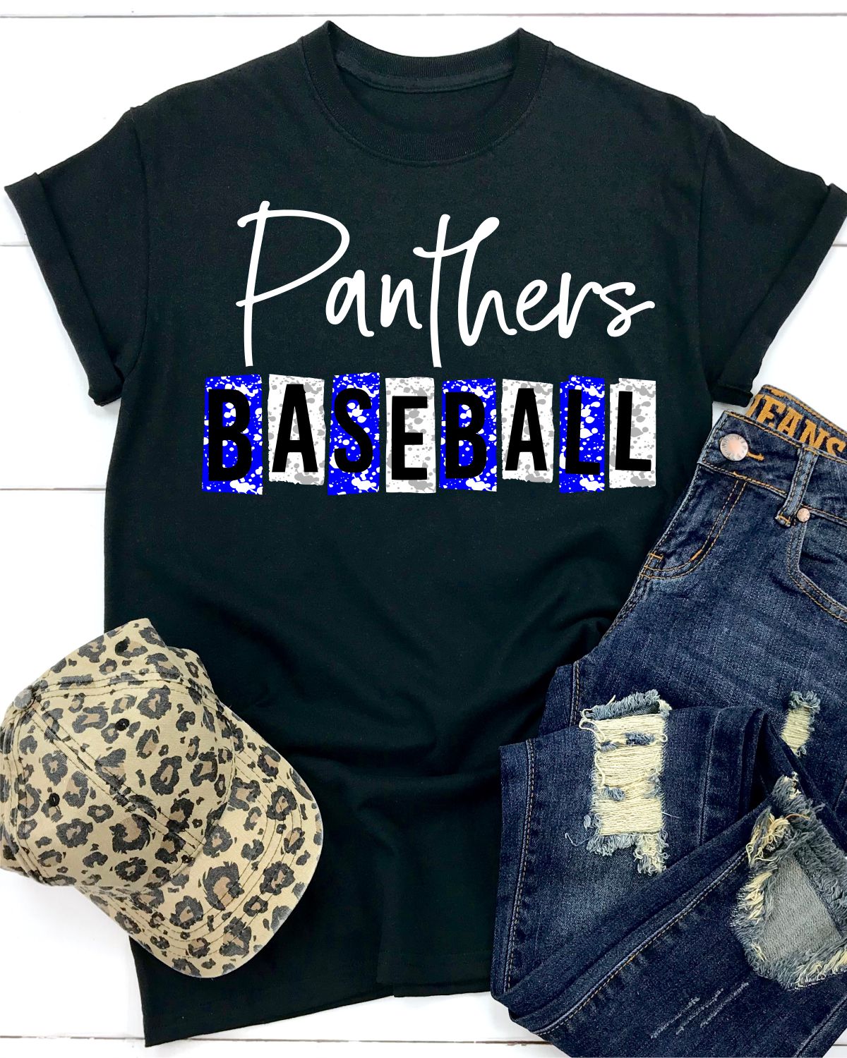 Panthers Baseball Grunge Lettering DTF Transfer