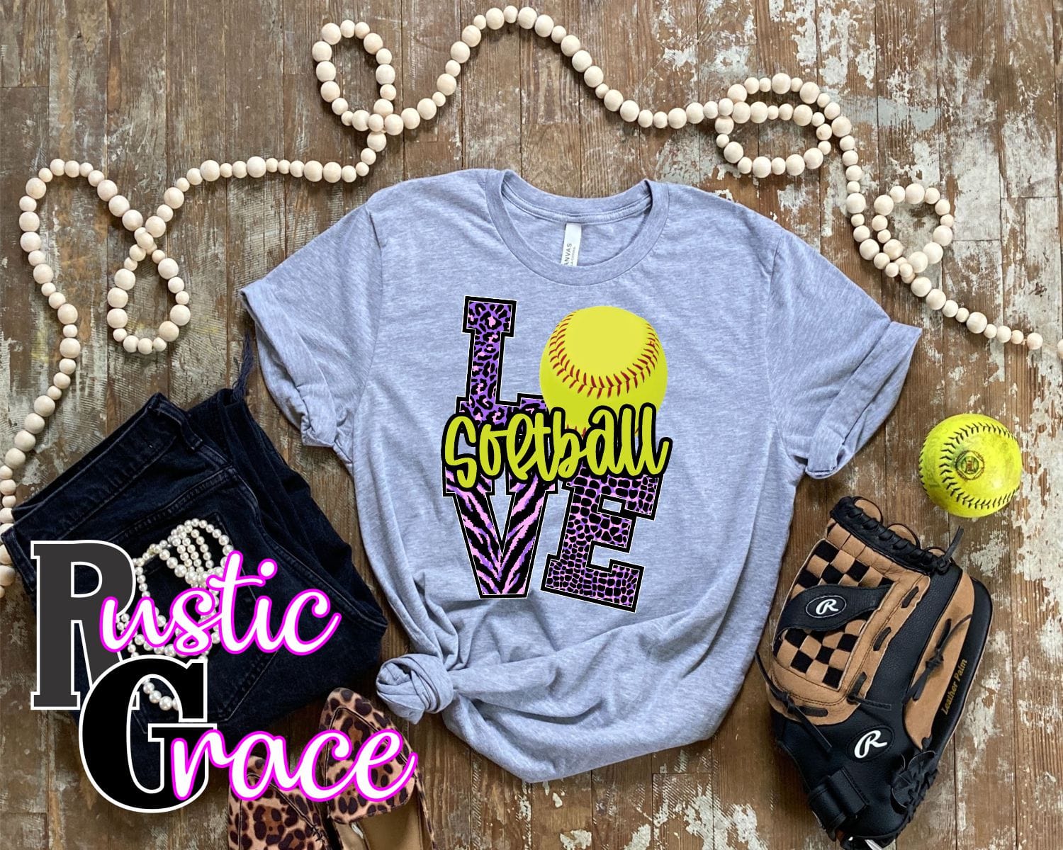 Rustic Grace Boutique Transfers Love Softball Leopard V Transfer heat transfers vinyl transfers iron on transfers screenprint transfer sublimation transfer dtf transfers digital laser transfers white toner transfers heat press transfers