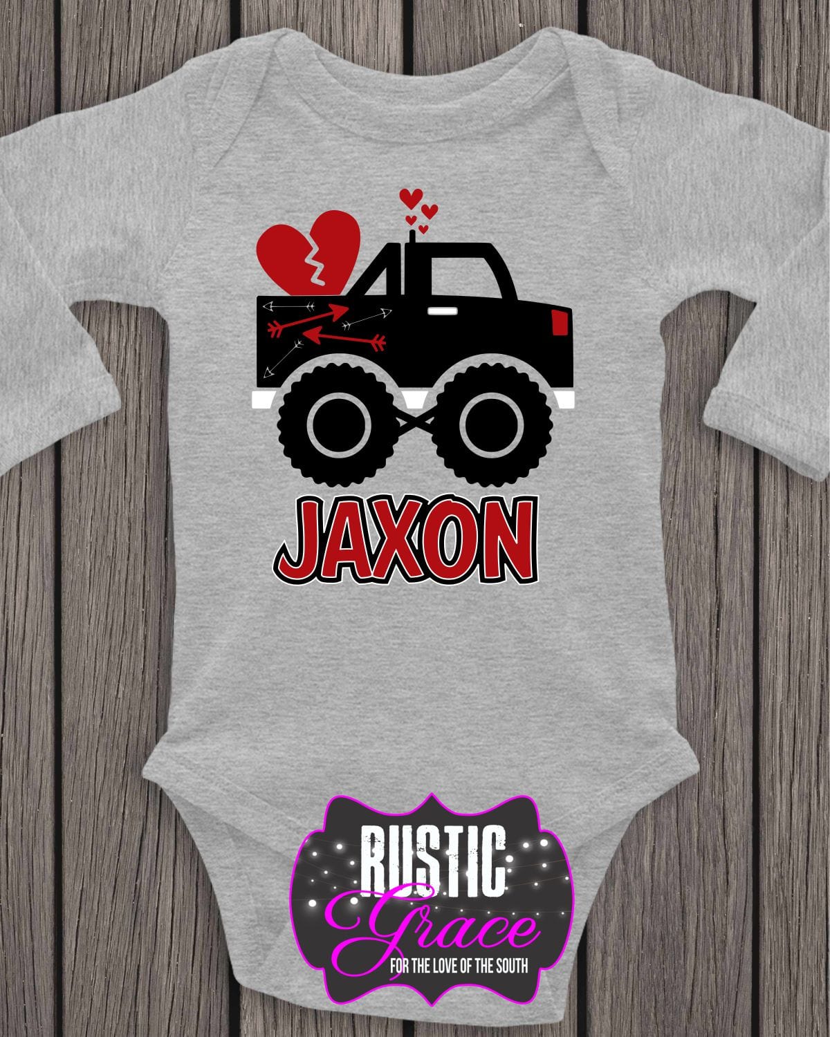 Rustic Grace Boutique Transfers HTV Transfer / Toddler Monster Truck Valentine Name Transfer heat transfers vinyl transfers iron on transfers screenprint transfer sublimation transfer dtf transfers digital laser transfers white toner transfers heat press transfers