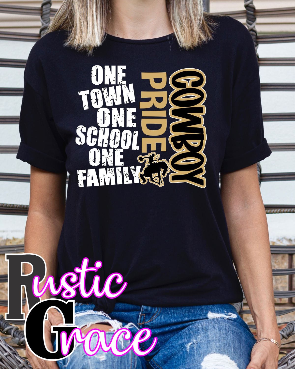 Rustic Grace Boutique Transfers One Town One School Cowboy Pride Transfer heat transfers vinyl transfers iron on transfers screenprint transfer sublimation transfer dtf transfers digital laser transfers white toner transfers heat press transfers