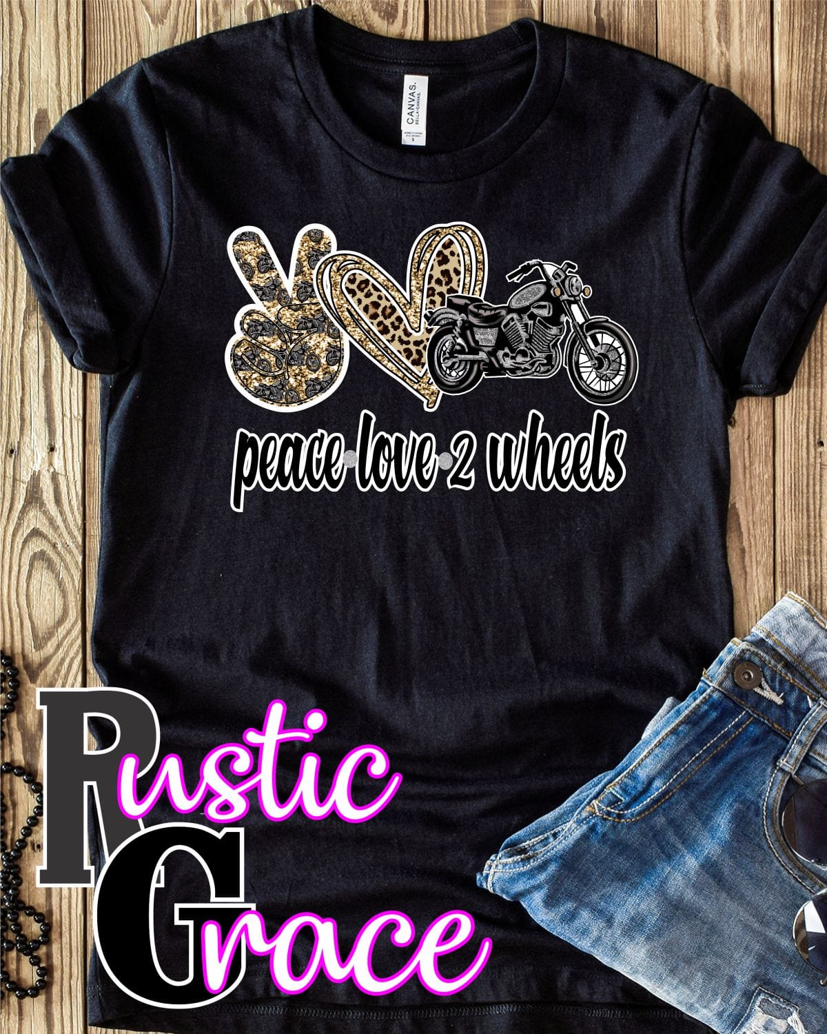 Rustic Grace Boutique Transfers Peace Love 2 Wheels Transfer heat transfers vinyl transfers iron on transfers screenprint transfer sublimation transfer dtf transfers digital laser transfers white toner transfers heat press transfers