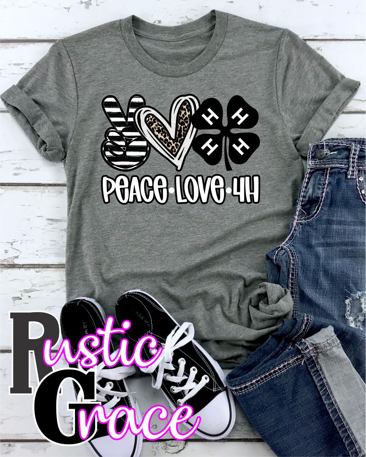 Rustic Grace Boutique Transfers Peace Love 4H Transfer heat transfers vinyl transfers iron on transfers screenprint transfer sublimation transfer dtf transfers digital laser transfers white toner transfers heat press transfers