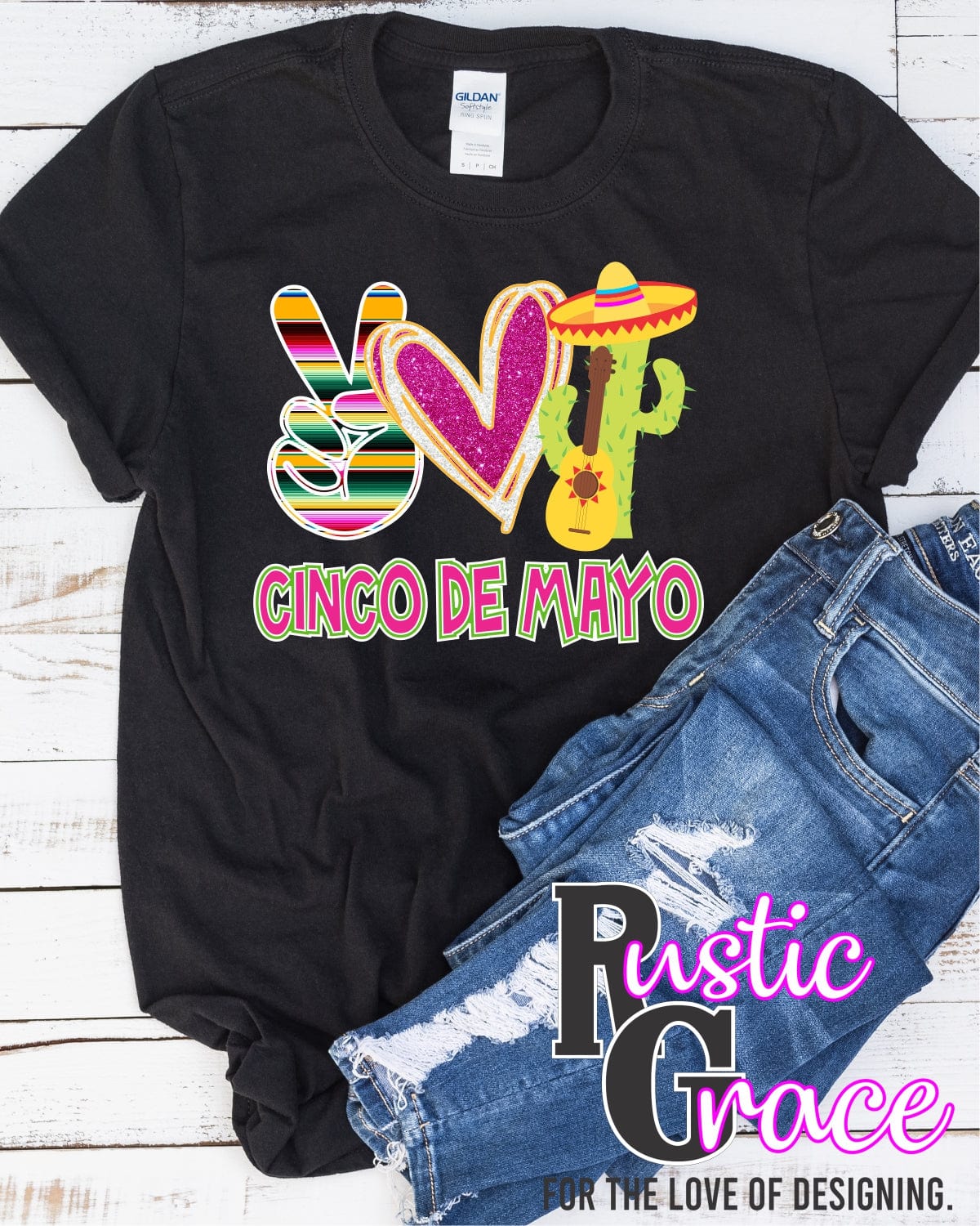 Rustic Grace Boutique Transfers Peace Love Cinco De Mayo Transfer heat transfers vinyl transfers iron on transfers screenprint transfer sublimation transfer dtf transfers digital laser transfers white toner transfers heat press transfers