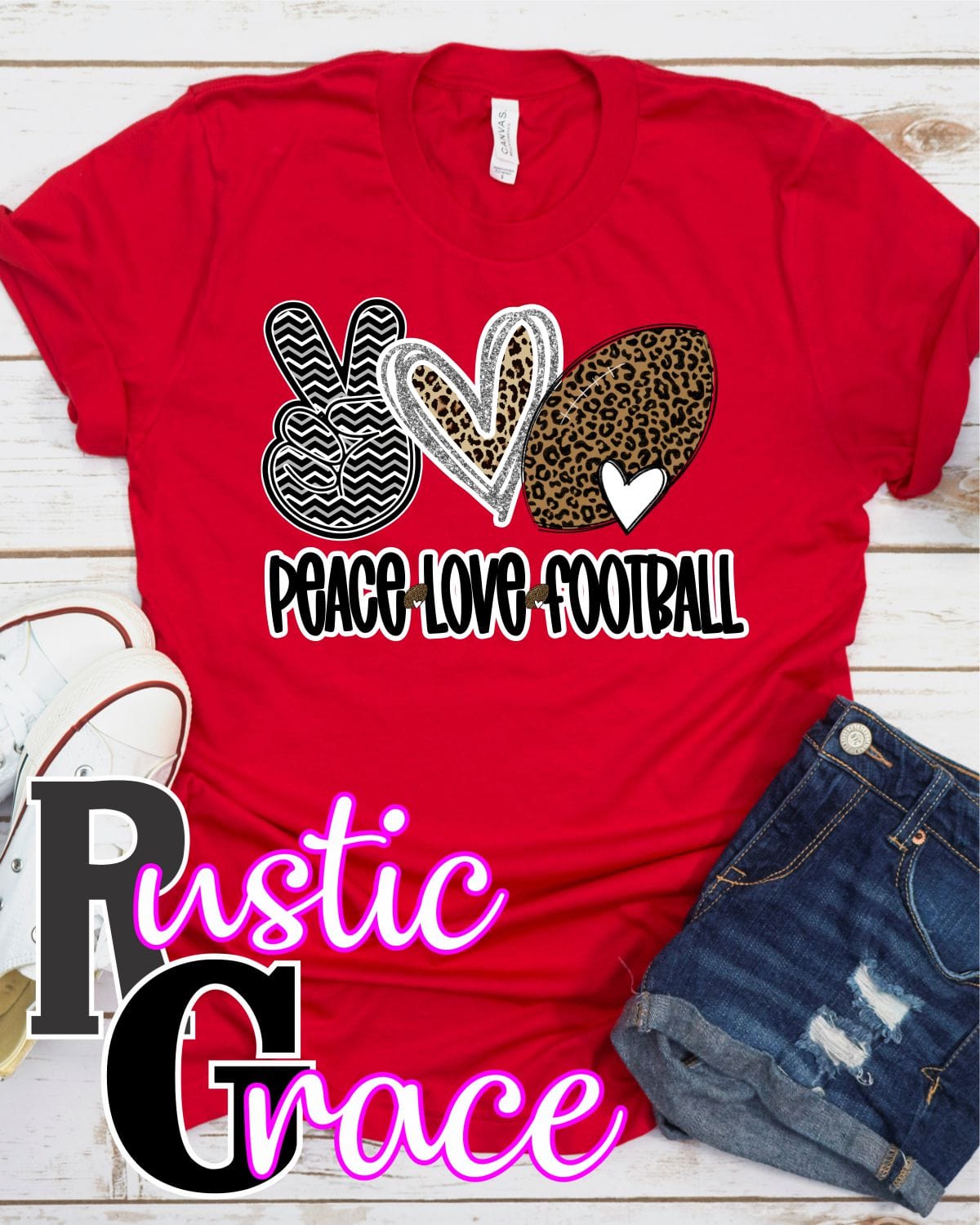 Rustic Grace Boutique Transfers Peace Love Football Transfer heat transfers vinyl transfers iron on transfers screenprint transfer sublimation transfer dtf transfers digital laser transfers white toner transfers heat press transfers