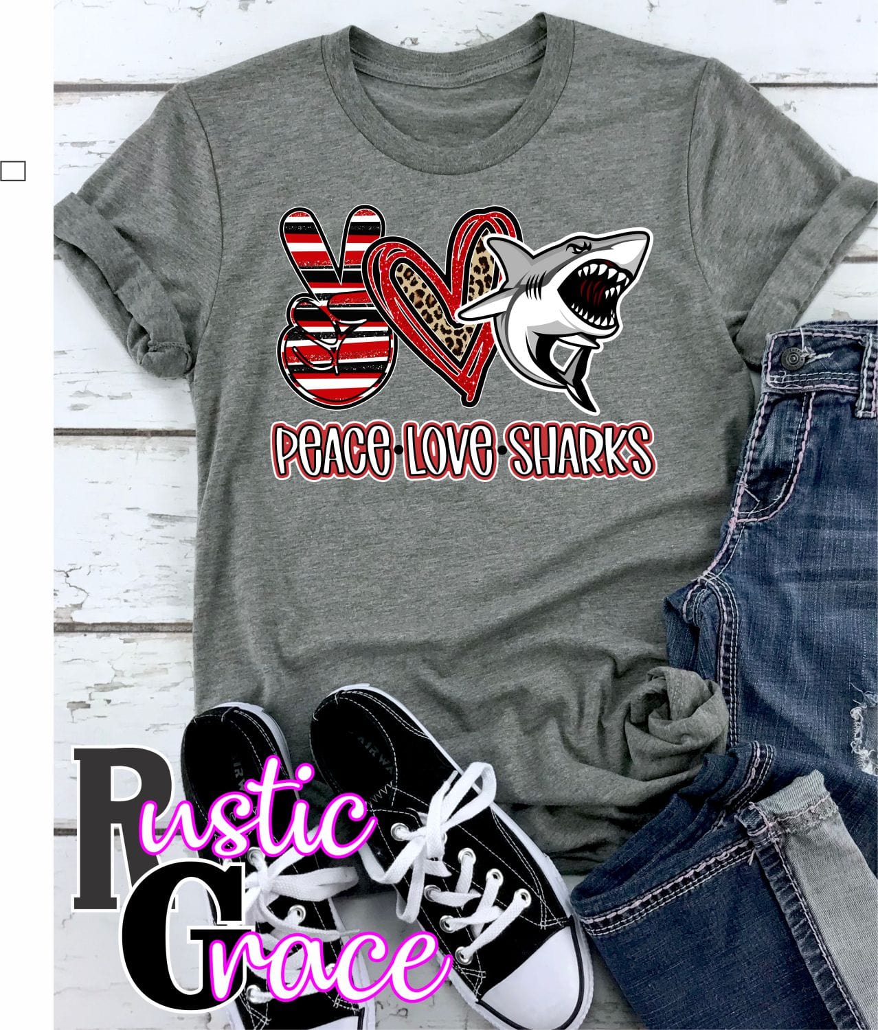 Rustic Grace Boutique Transfers Peace Love Sharks Transfer heat transfers vinyl transfers iron on transfers screenprint transfer sublimation transfer dtf transfers digital laser transfers white toner transfers heat press transfers