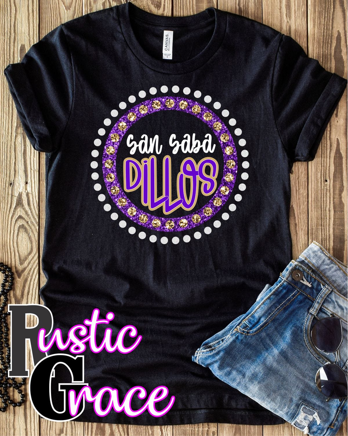 Rustic Grace Boutique Transfers San Saba Dillos Spirit Circle Dot Transfer heat transfers vinyl transfers iron on transfers screenprint transfer sublimation transfer dtf transfers digital laser transfers white toner transfers heat press transfers