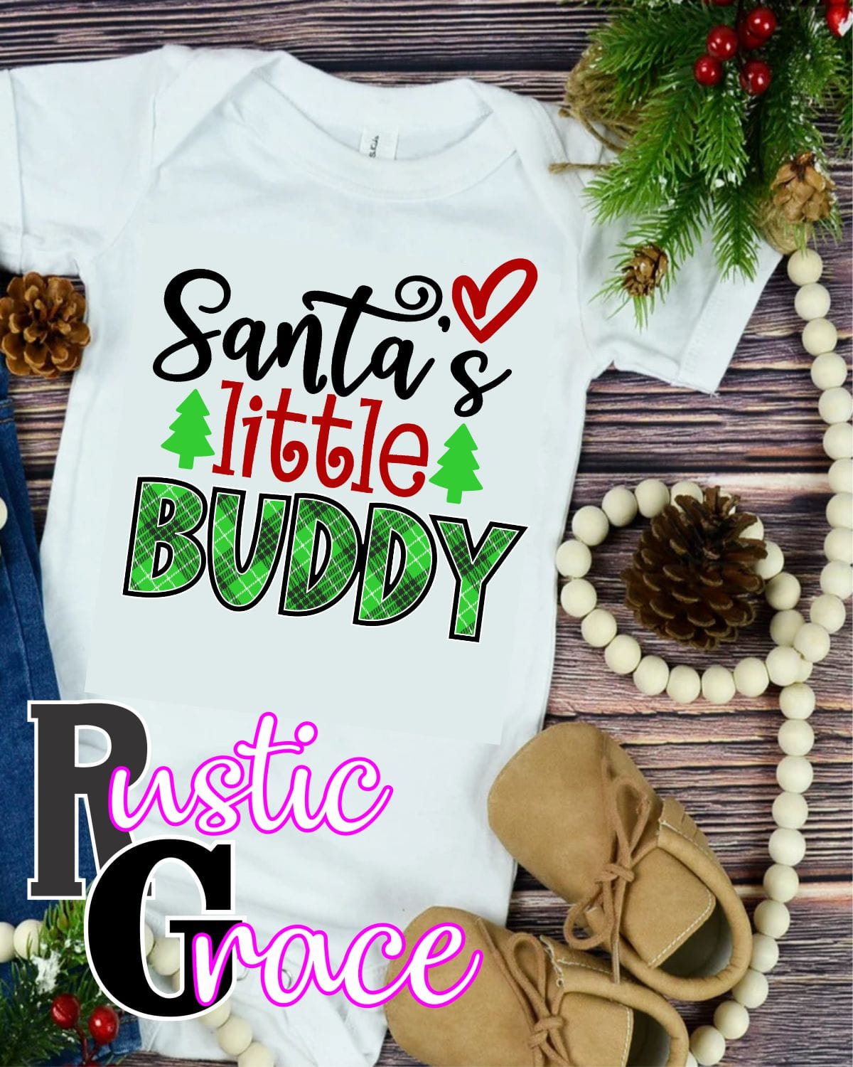 Rustic Grace Boutique Transfers Santa's Little Buddy Transfer heat transfers vinyl transfers iron on transfers screenprint transfer sublimation transfer dtf transfers digital laser transfers white toner transfers heat press transfers