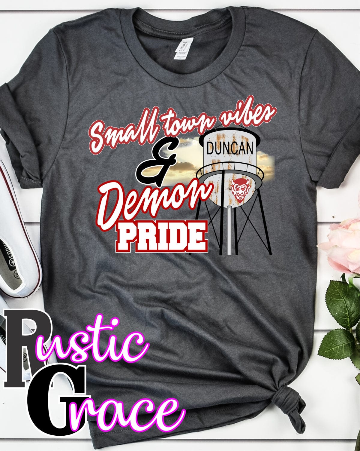 Rustic Grace Boutique Transfers Small Town Vibes & Duncan Demon Pride Transfer heat transfers vinyl transfers iron on transfers screenprint transfer sublimation transfer dtf transfers digital laser transfers white toner transfers heat press transfers