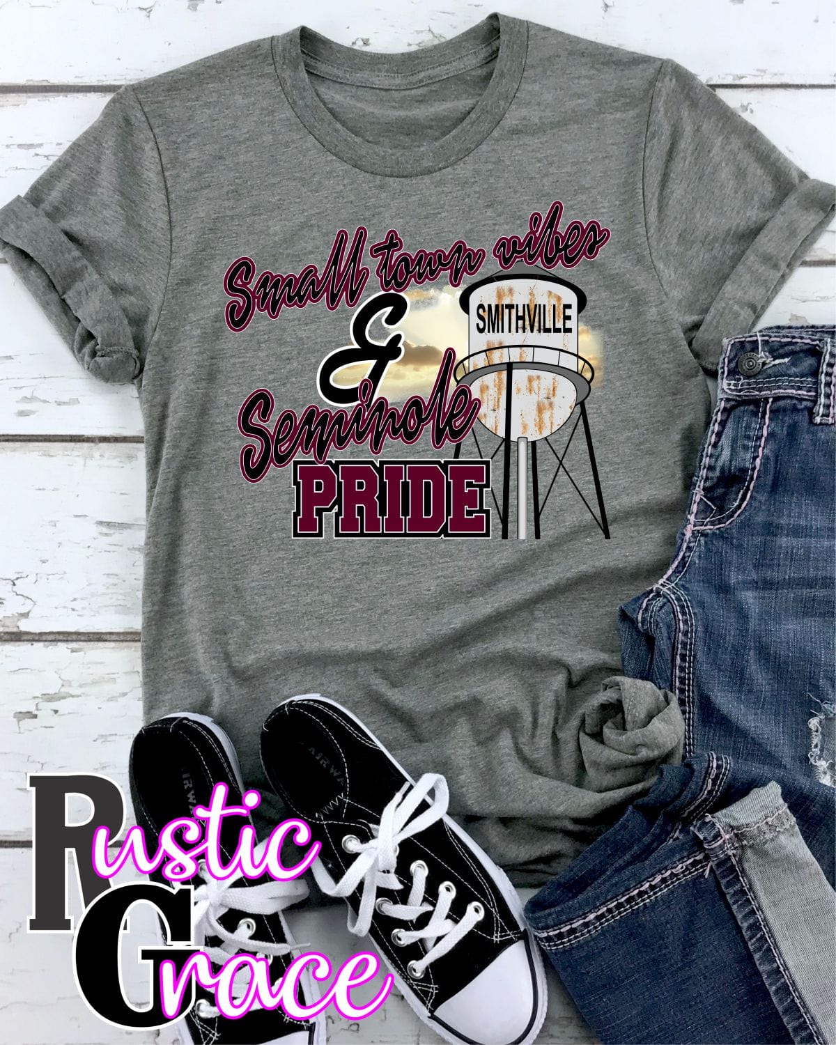 Rustic Grace Boutique Transfers Small Town Vibes & Smithville Seminole Pride Transfer heat transfers vinyl transfers iron on transfers screenprint transfer sublimation transfer dtf transfers digital laser transfers white toner transfers heat press transfers