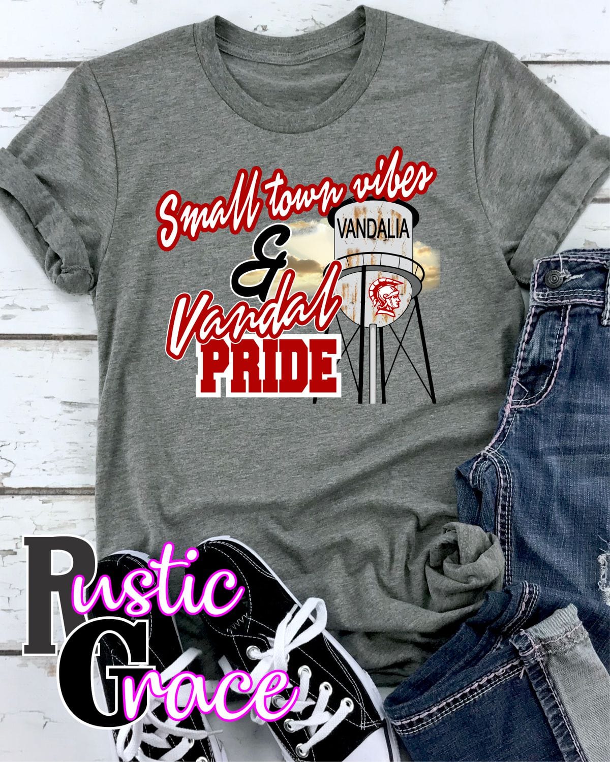 Rustic Grace Boutique Transfers Small Town Vibes & Vandalia Vandal Pride Transfer heat transfers vinyl transfers iron on transfers screenprint transfer sublimation transfer dtf transfers digital laser transfers white toner transfers heat press transfers