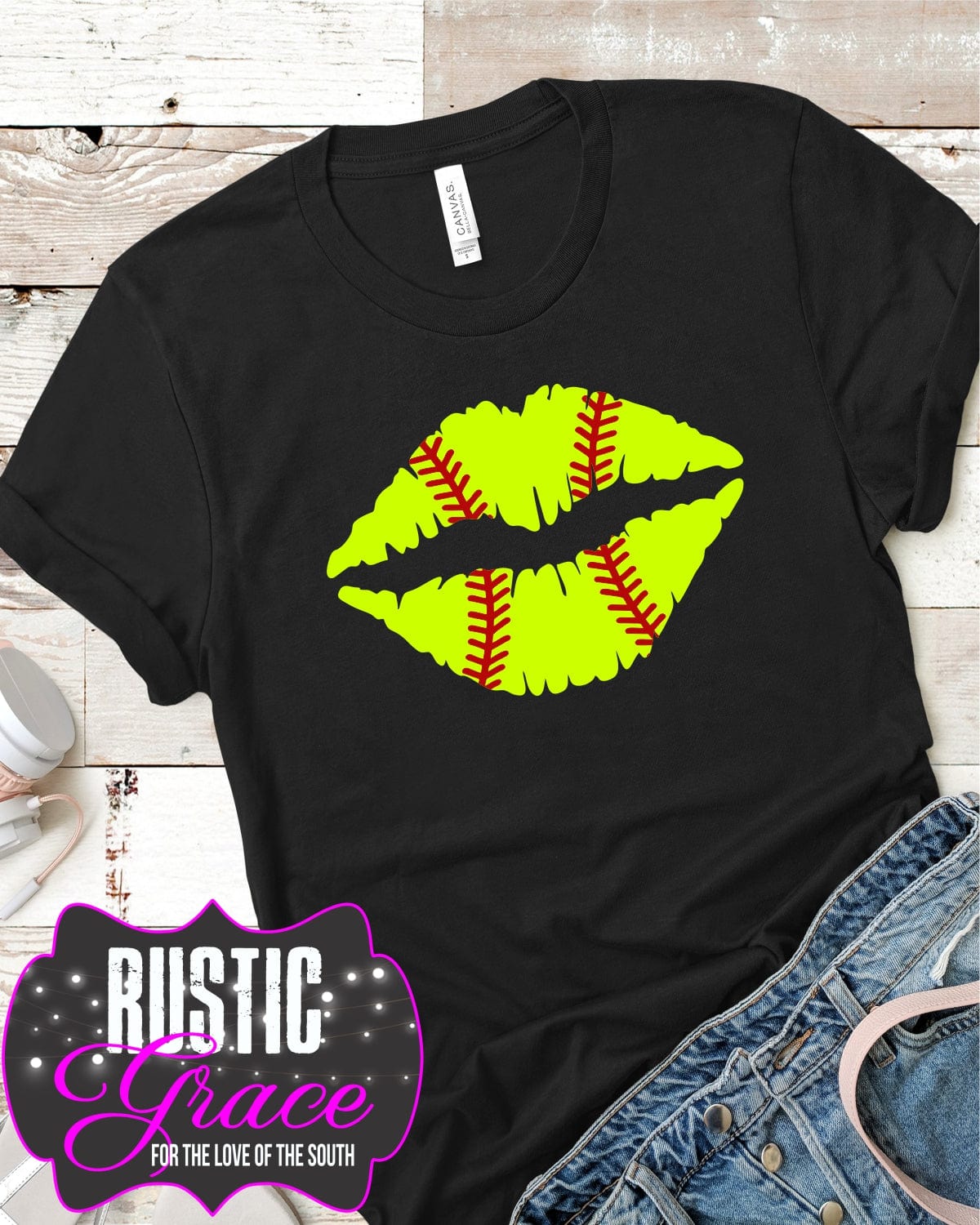 Rustic Grace Boutique Transfers Softball Lips Transfer heat transfers vinyl transfers iron on transfers screenprint transfer sublimation transfer dtf transfers digital laser transfers white toner transfers heat press transfers