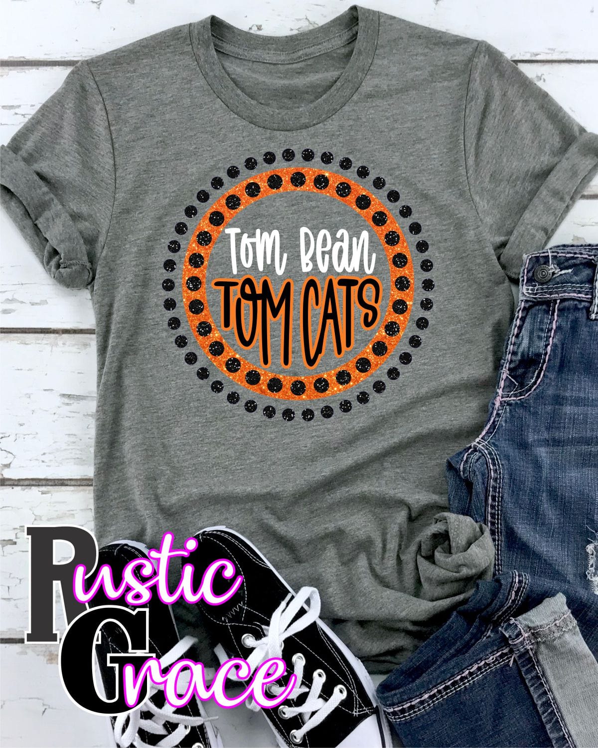 Rustic Grace Boutique Transfers Tom Bean Tom Cats Spirit Circle Dot Transfer heat transfers vinyl transfers iron on transfers screenprint transfer sublimation transfer dtf transfers digital laser transfers white toner transfers heat press transfers