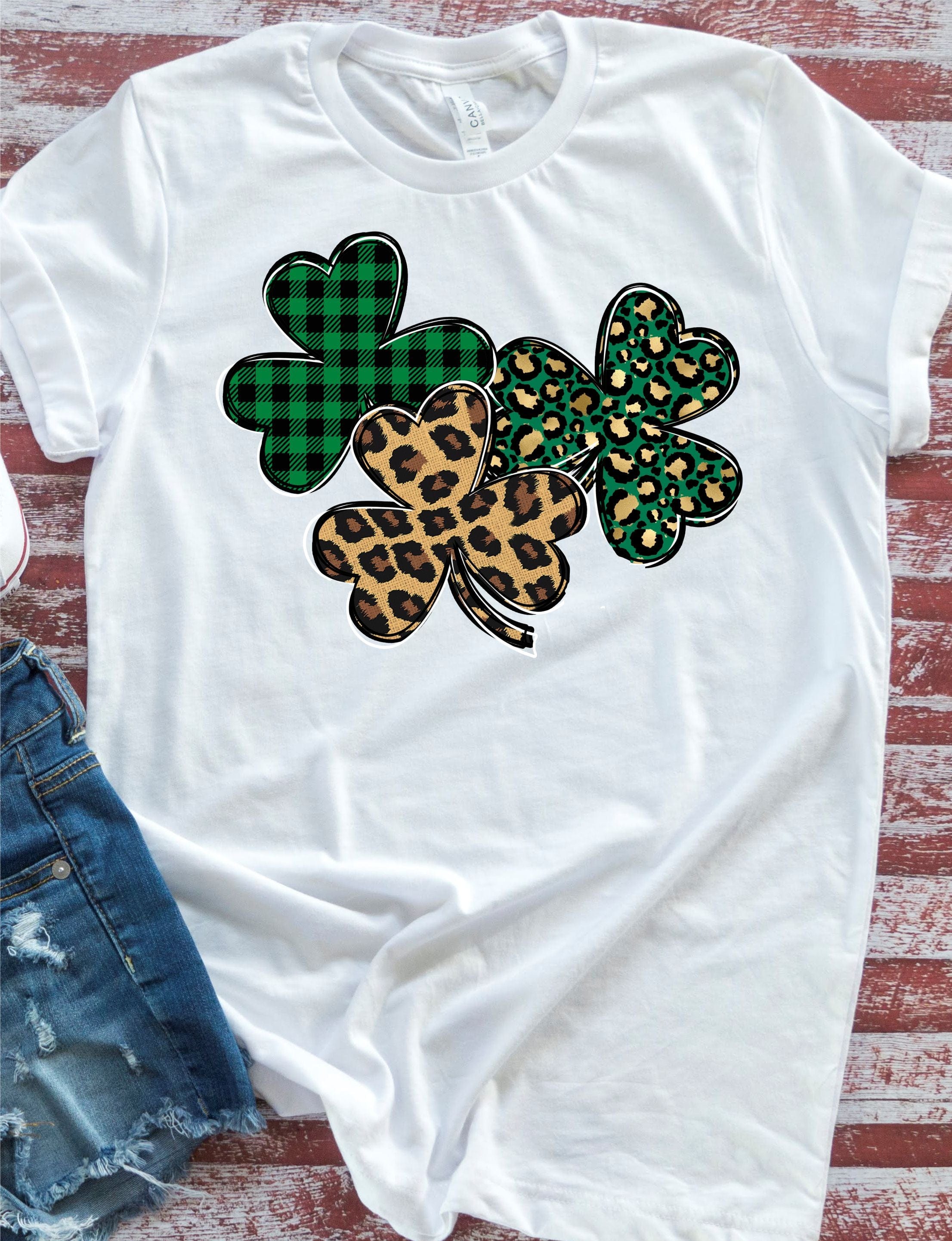 Rustic Grace Boutique Transfers Triple Lucky Shamrock Transfer heat transfers vinyl transfers iron on transfers screenprint transfer sublimation transfer dtf transfers digital laser transfers white toner transfers heat press transfers