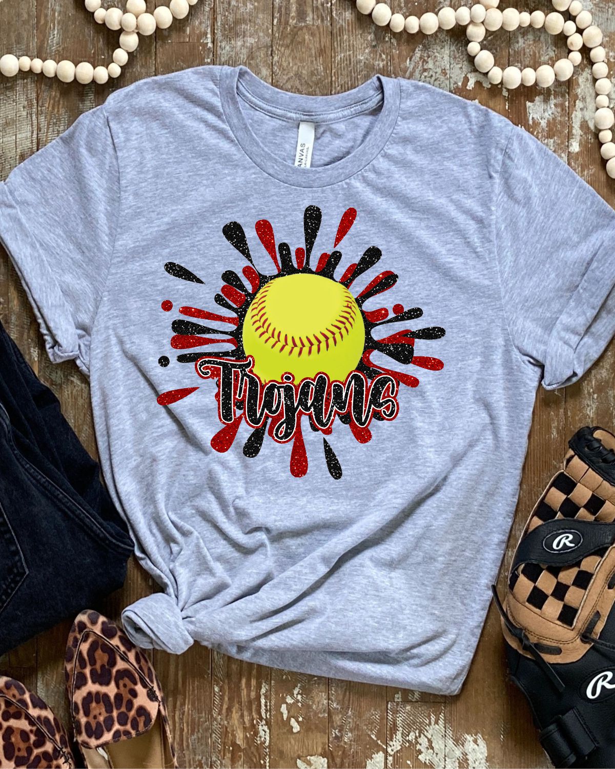 Rustic Grace Boutique Transfers Trojans Softball Splatter Transfer heat transfers vinyl transfers iron on transfers screenprint transfer sublimation transfer dtf transfers digital laser transfers white toner transfers heat press transfers