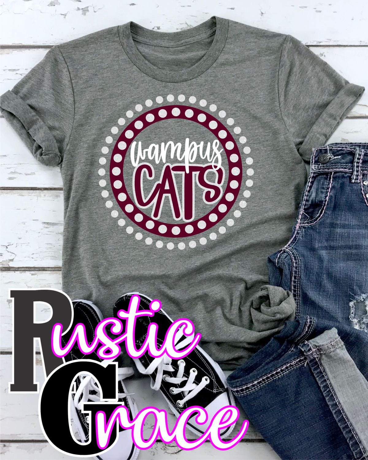 Rustic Grace Boutique Transfers Wampus Cats Spirit Circle Transfer heat transfers vinyl transfers iron on transfers screenprint transfer sublimation transfer dtf transfers digital laser transfers white toner transfers heat press transfers