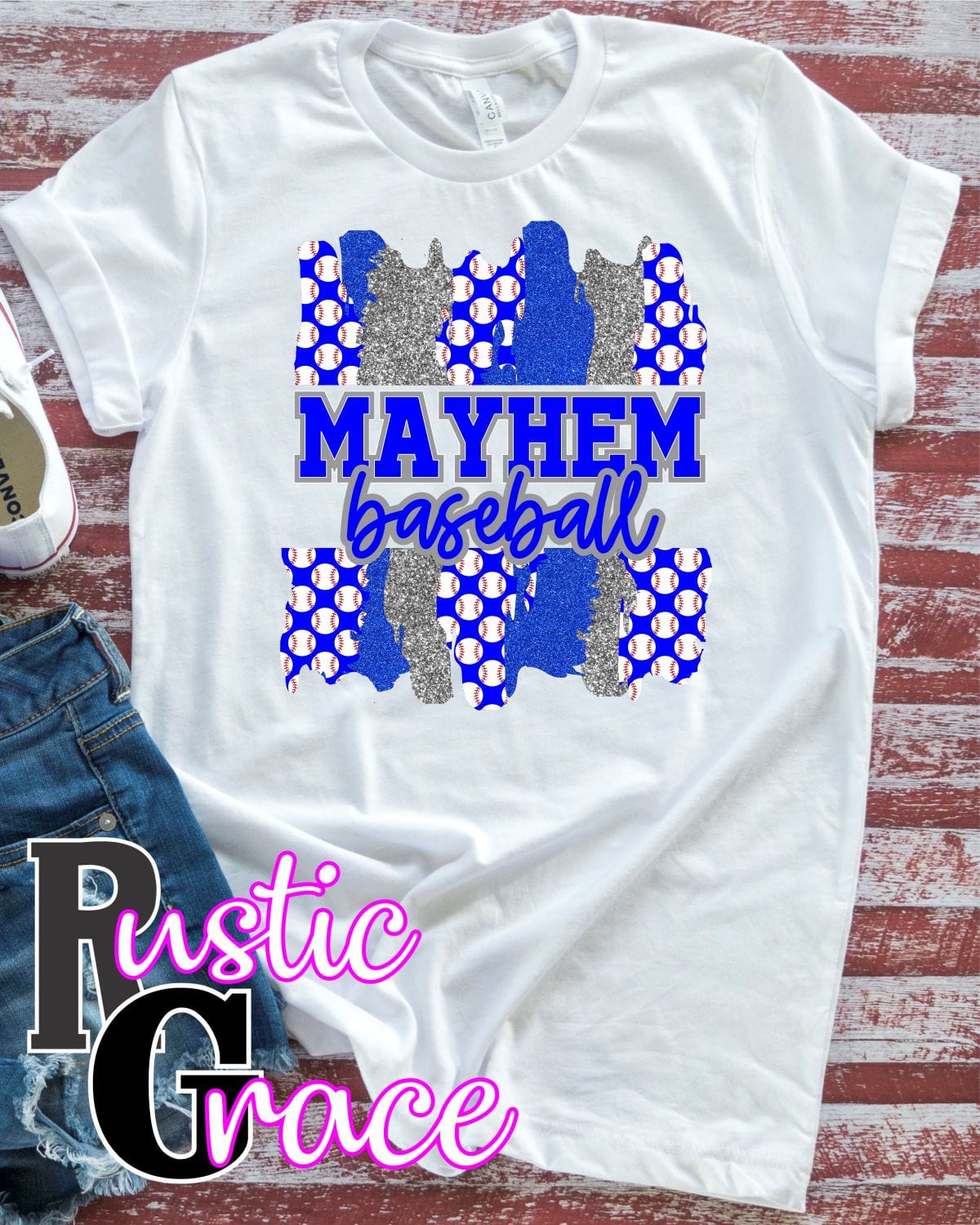 Rustic Grace Transfers Mayhem Baseball Split Swash Transfer heat transfers vinyl transfers iron on transfers screenprint transfer sublimation transfer dtf transfers digital laser transfers white toner transfers heat press transfers