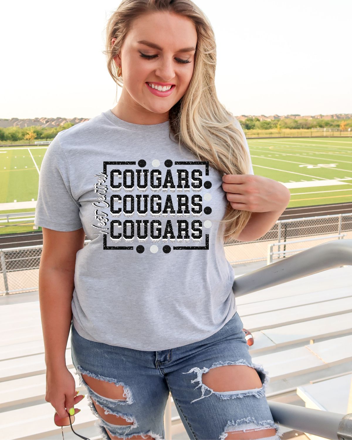 West Central Cougars Rectangle with Dots Transfer – Rustic Grace Heat ...