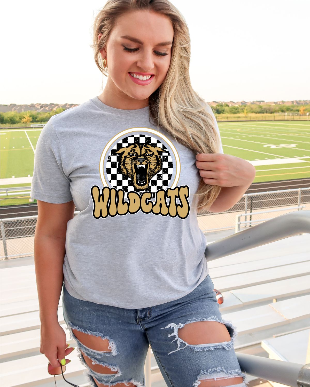 Wildcats Checkered Circle Mascot DTF Transfer